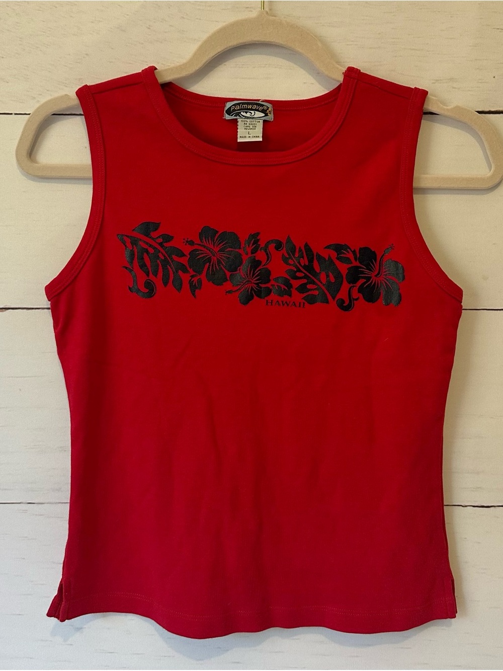 Palmwave Red Floral Hawaii Tank Top